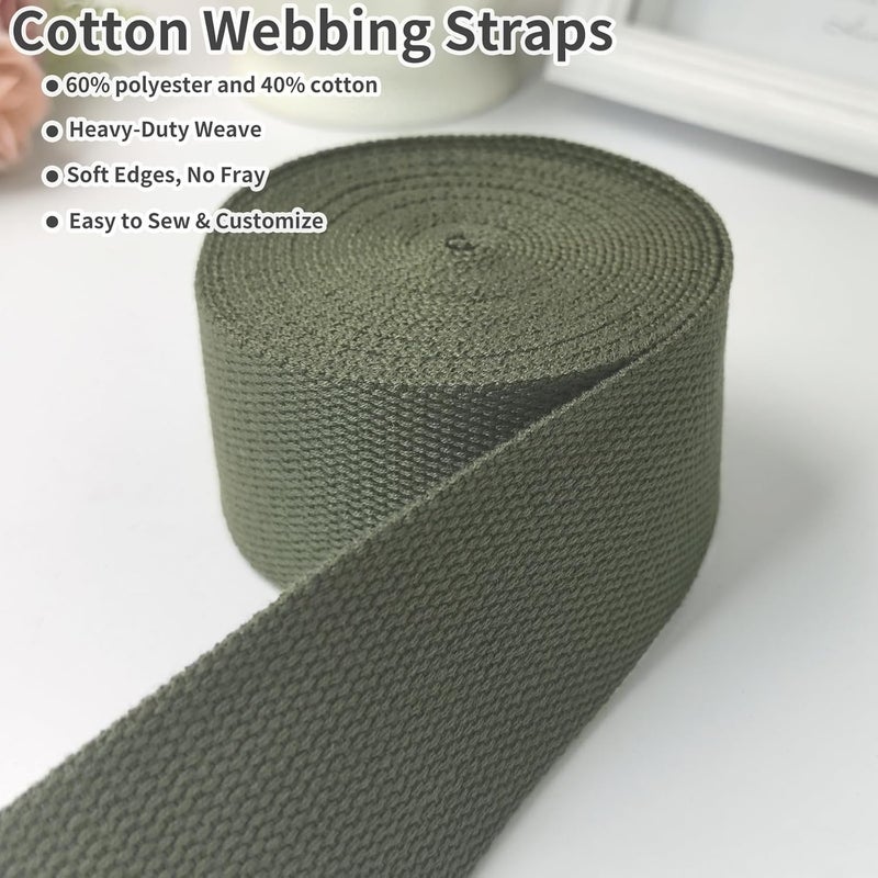 Evora 2 inch Cotton Webbing Braid Handles Bag Strap 15ft High Density Webbing Plain Weave Straps for Cloth Tote Bag, Pet Collars, DIY Projects, Crafts, Outdoor Accessories (Olive 538) - Image 4